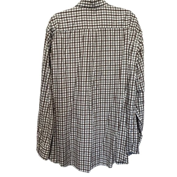 Peter Millar Men’s Shirt 2XL XXL Grey Brown White Check Button Down Long Sleeve - Picture 2 of 7